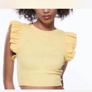 Zara Sunny Yellow Ruffle Crop Top